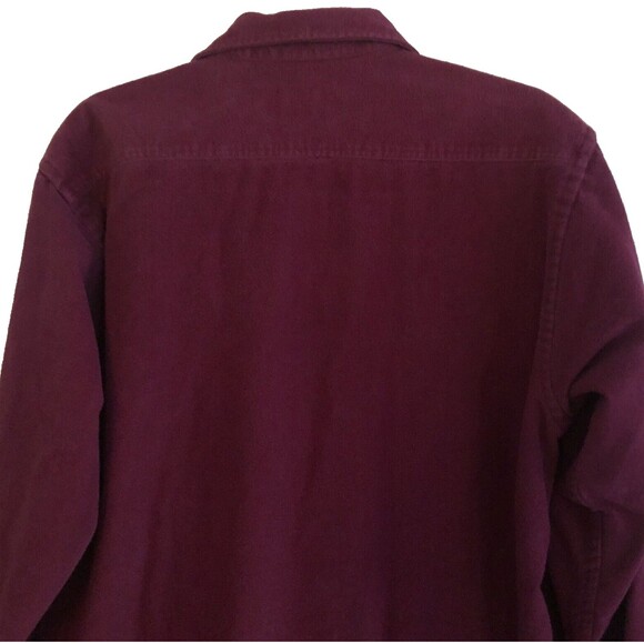 Eddie Bauer Chamois Shirt Mens L Burgundy Chest Pockets Cotton Flannel Button Up - Picture 8 of 14